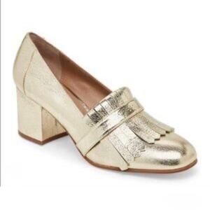 STEVE MADDEN | Kate Gold Metallic Loafer Block Heels Heel Fringe  | Size 7